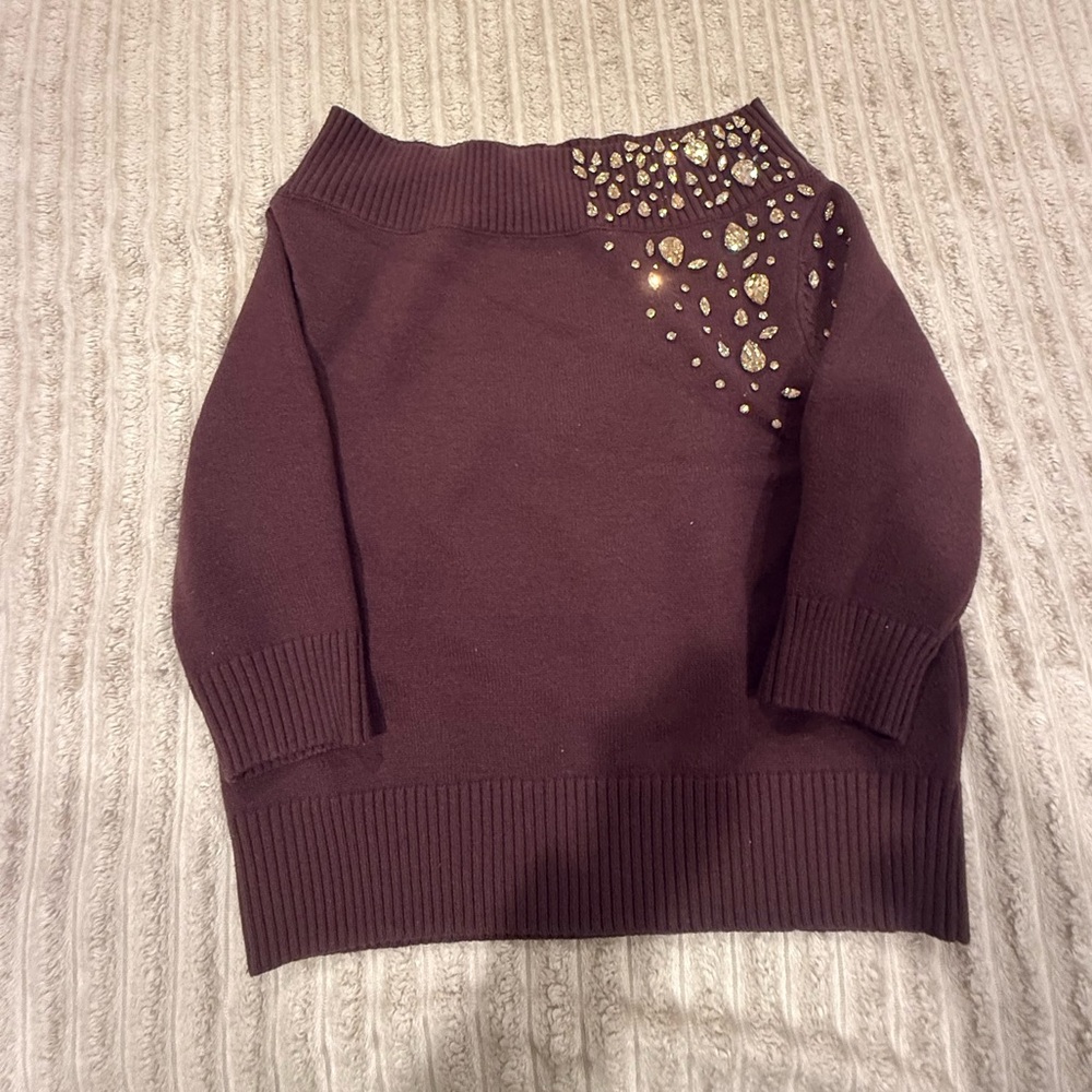 Elegant Brown Sweater with Embellishments